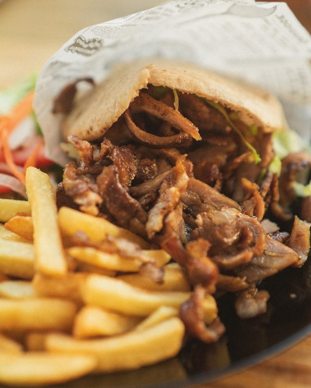 Pita de gyros recién hecho